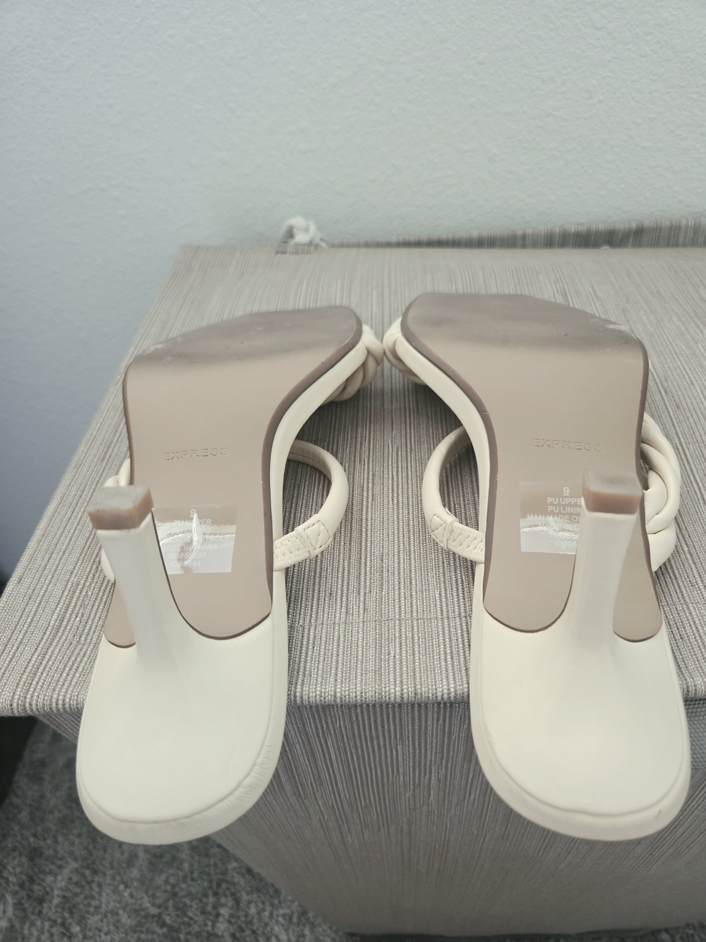 Express Women's Cream Strappy Square-Toe Slide Sandals - Picture 2 of 8